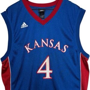Kansas Jayhawks Jersey Mens Large Adidas Basketball #4 Blue KU